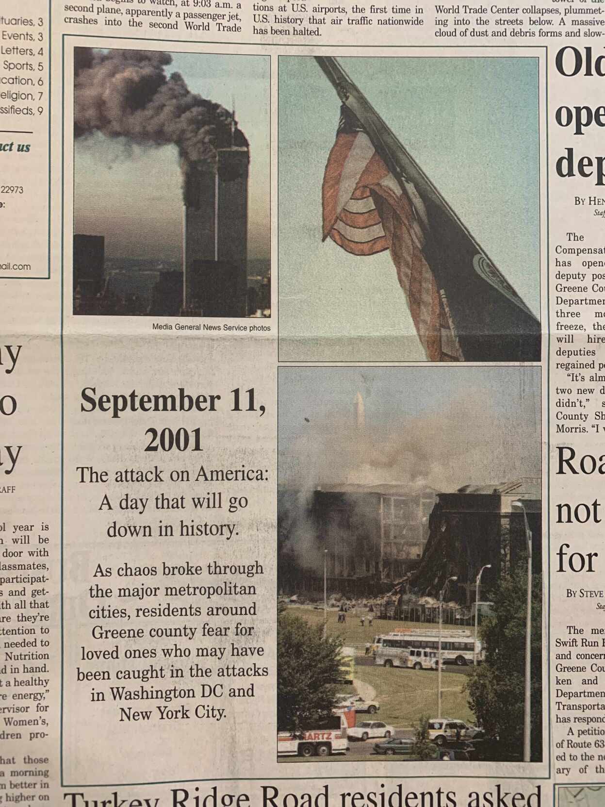9/13/2001 front page